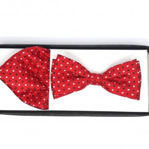 Mucha z poszetką Kwadraciki Czerwona