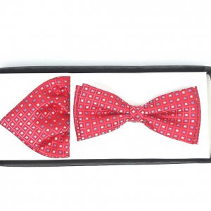 Mucha z Poszetką Malinowa Kwadraciki