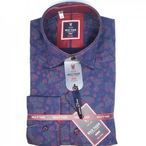 Koszula Męska Granat Wzór