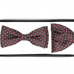 Zestaw mucha plus poszetka czarna kwiatuszki