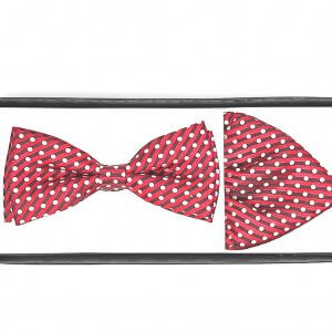 Zestaw mucha plus poszetka czarno czerwona kropki