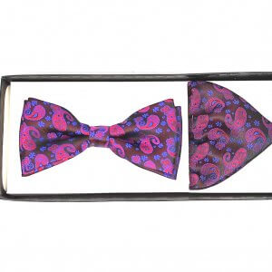 Zestaw mucha plus poszetka czerwien plus szafir wzór