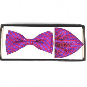 Zestaw mucha plus poszetka niebiesko czerwony