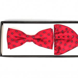 Zestaw mucha plus poszetka czerwien wzór