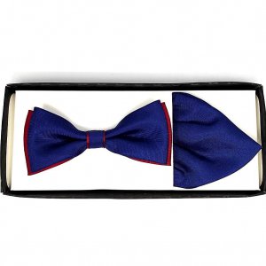 Mucha Granatowa z poszetką bordową gładka