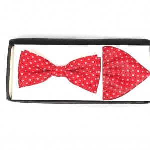 Zestaw mucha plus poszetka czerwień wzor