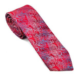 Elegancki Krawat Czerwono Niebieski