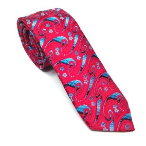 Elegancki Krawat Niebiesko czerwony