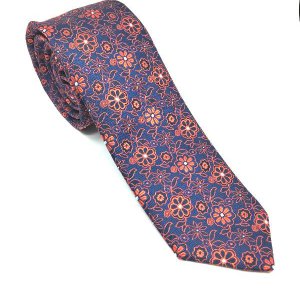 Elegancki Krawat Granatowo pomarańczowy