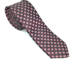 Elegancki Krawat Piotr Czarny Różowe Kropki