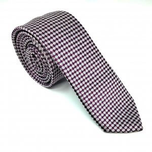 Elegancki krawat fiolet szachownica