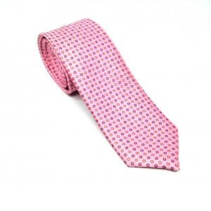 Elegancki Krawat różowy w kółka