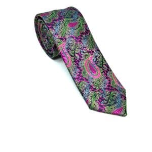 Elegancki Krawat Zielony Różowy Turecki Wzór