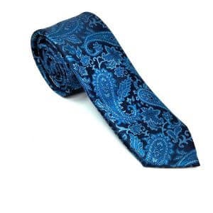 Elegancki Krawat Czarny Turecki Niebieski Wzór