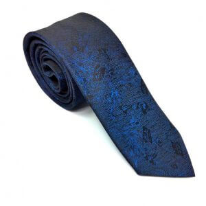 Elegancki Krawat Ciemno Granatowy Tłoczone Róże