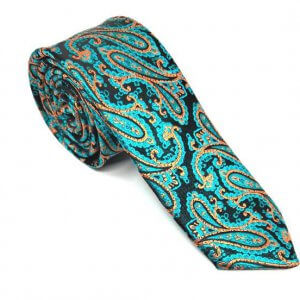 Elegancki Krawat Turkusowo Pomarańczowy