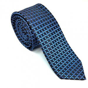 Elegancki Krawat Granatowy Falowana Kratka