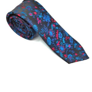 Elegancki Krawat Granatowy Listki