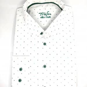 Koszule długi rękaw Koszula Trafox Biała Zielony wzór