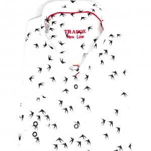 Koszule długi rękaw Koszula Trafox Biała Ptaki