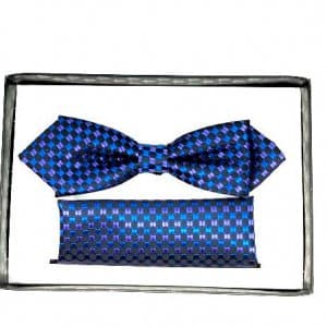 Mucha z Poszetką Niebiesko Czarna Wzorek