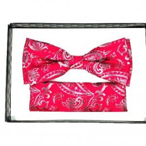 Mucha z Poszetką Czerwona Szary Wzór Turecki