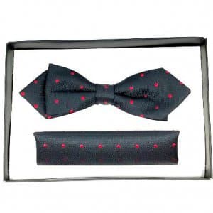 Mucha z Poszetką Czarna Czerwone Kropki