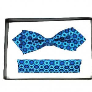 Mucha z Poszetką Granatowo Niebieskie Kółka