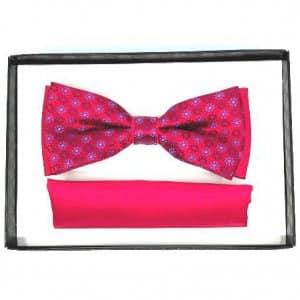 Mucha z Poszetką Czerwona Niebieskie Kwiatuszki