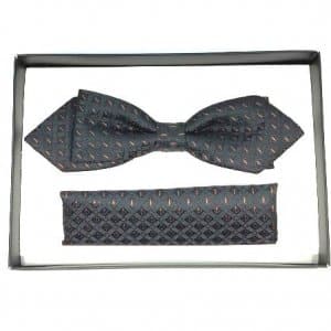 Mucha z poszetką Czarna w paseczki