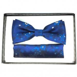 Mucha z Poszetką Granatowa Kwiatuszki