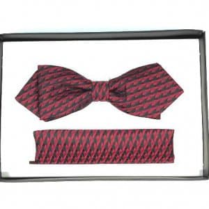 Mucha z Poszetką Bordowa Czarny Wzorek