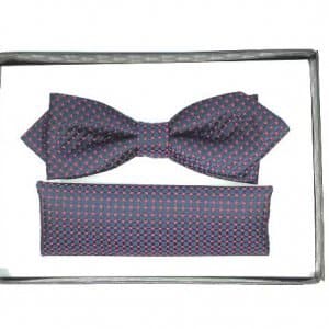 Mucha z poszetką Granat w Kropki czerwone