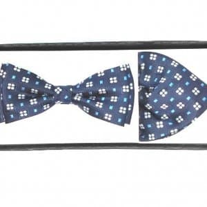 Mucha z Poszetką Biało Niebieski Wzorek