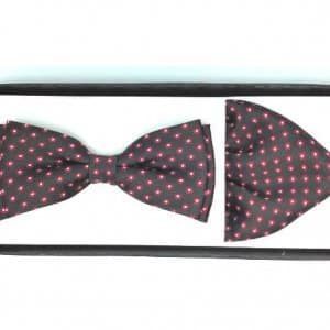 Mucha z Poszetką Czarna Czerwony Wzorek