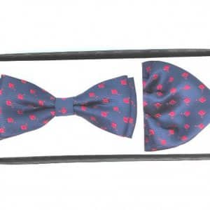 Mucha z Poszetką Granatowa Czerwony Wzór