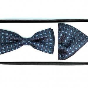 Mucha z Poszetką Granatowa Niebieskie Kwadraciki