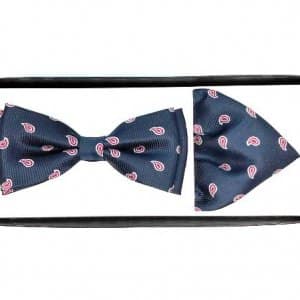 Mucha z Poszetką Granatowa Czerwony Turecki Wzór