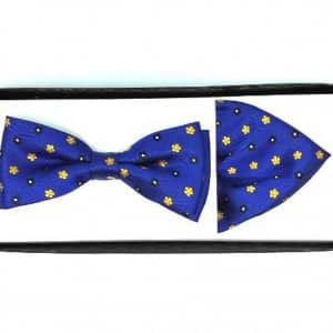 Mucha z Poszetką Szafirowa Żółte Kwiatuszki