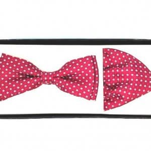 Mucha z Poszetką Bordowa Biały Wzorek