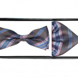 Mucha z Poszetką Bordowo Niebieska Wzorek