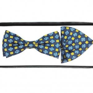 Mucha z Poszetką Granatowa Niebiesko Żółte Kwiatuszki