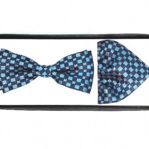 Mucha z Poszetką Granatowa Niebieski Wzorek