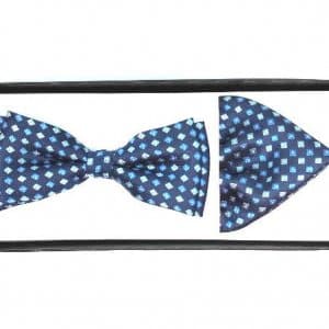 Mucha z Poszetką Granatowa Biało Niebieski Wzorek