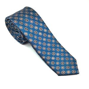 Krawaty Elegancki Krawat Granatowy w Brązowe kółka