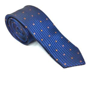 Elegancki Krawat Kobaltowy Pomarańczowe Kropki