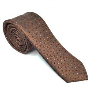 Elegancki Krawat Brązowy w Kropki