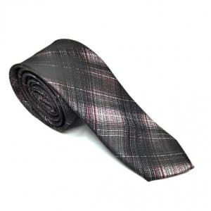 Elegancki Krawat Bordowo Szary