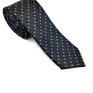 Elegancki Krawat Czarny Wzór żółty