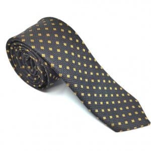 Elegancki Krawat Czarny Żółte Płotki